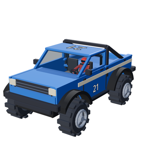 Cruz Control's blue #21 truck, rendered in the game