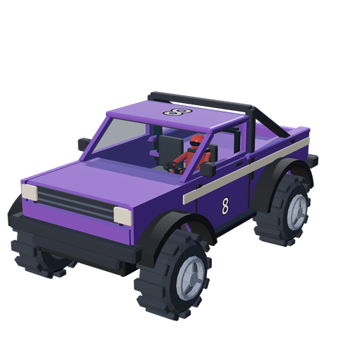Sandy Bottoms's purple #8 truck, rendered in the game